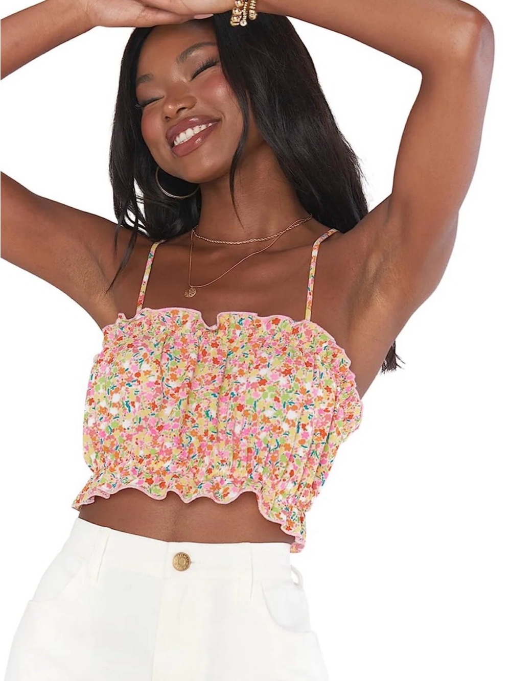 Show Me Your MuMu Dakota Top Beachy Blossom Crop